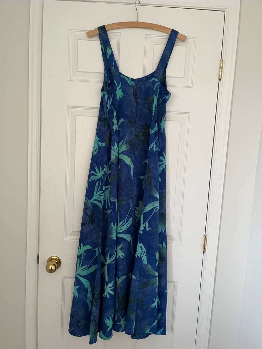 Alma Blue Green Tropical Pattern Strappy Floral Maxi Dress, Size Medium - Picture 3 of 9